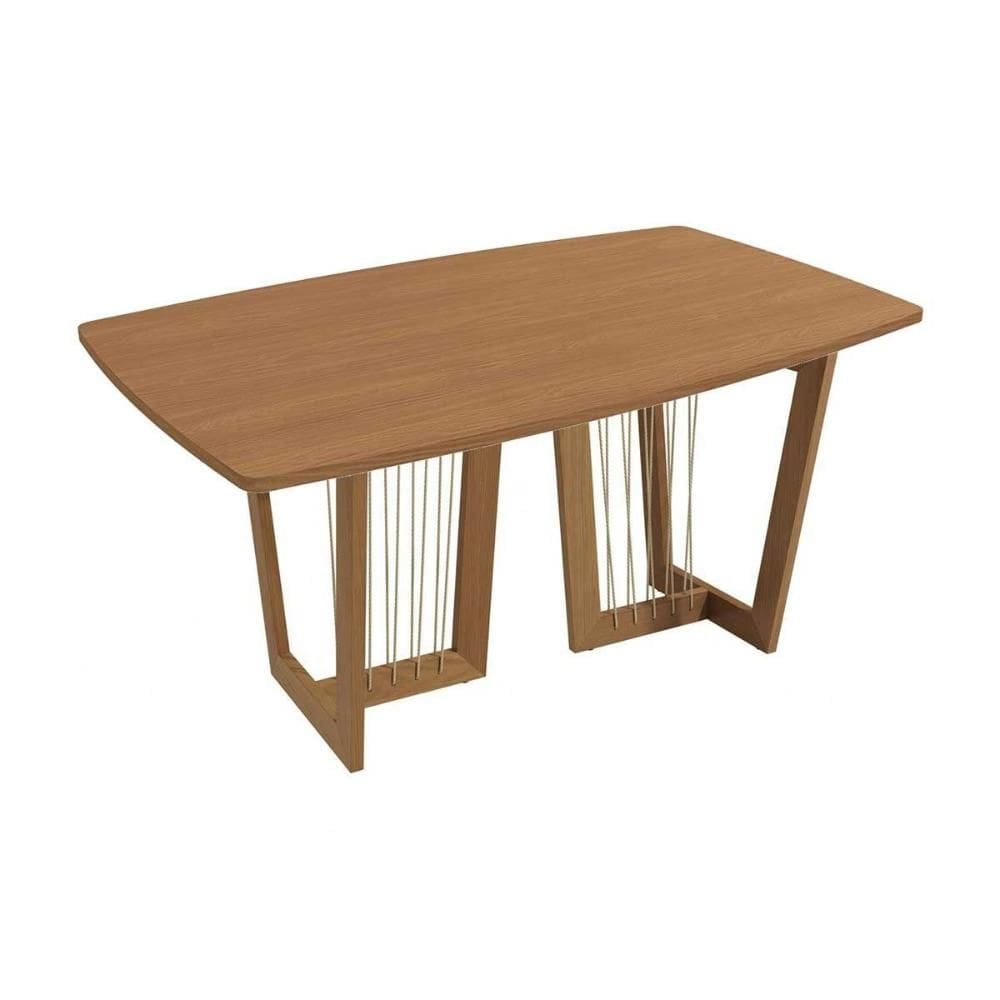 Mesa de Sala Jantar Clara Premium Madeira Maciça c/ Tampo Madeirado 170x90cm Carvalho/Canela - Kappesberg