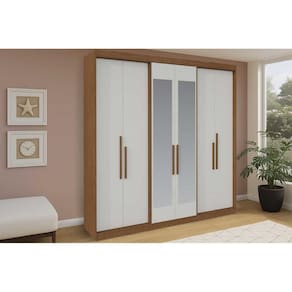 Guarda Roupa Casal 6 Portas (2 c/ Espelho) e 4 Gavetas PH 18041 Carvalho/Off White - Herval