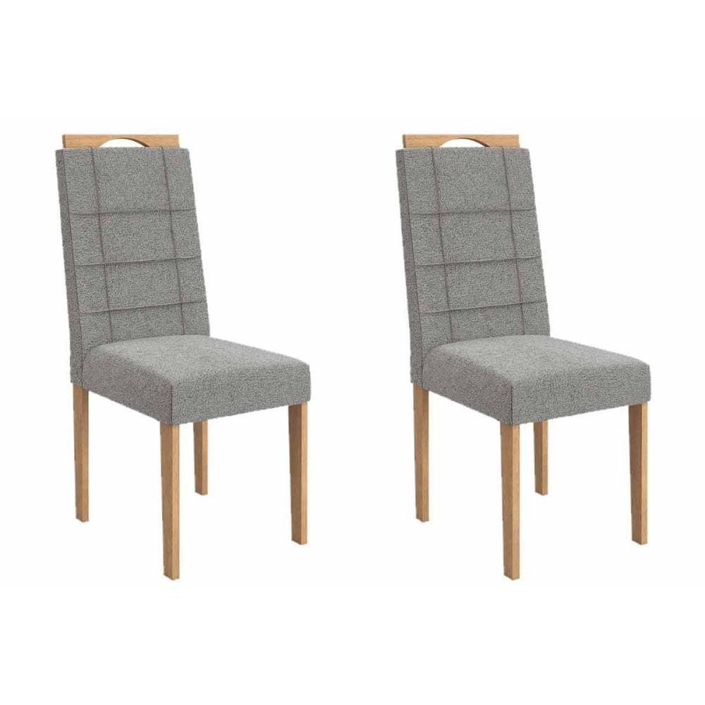 Cadeira Sala de Jantar Flora 2CAD150 Madeirado Kit 2 Un Carvalho/Boucle Cinza - Kappesberg