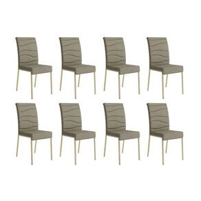 Cadeira Sala de Jantar Wave 1754 Kit 8 Un Dourado/Linho Bamboo/Courano Bamboo/Noce - Carraro
