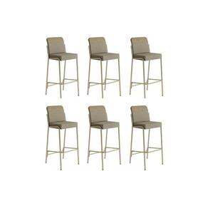 Banqueta Sala de Jantar Duo 1753 Kit 6 Un Dourado/Linho Bamboo/Courano Bamboo - Carraro