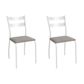Cadeira Sala de Jantar Bali 2C141BR Aço Kit 2 Un Branco/Boucle Cinza - Kappesberg