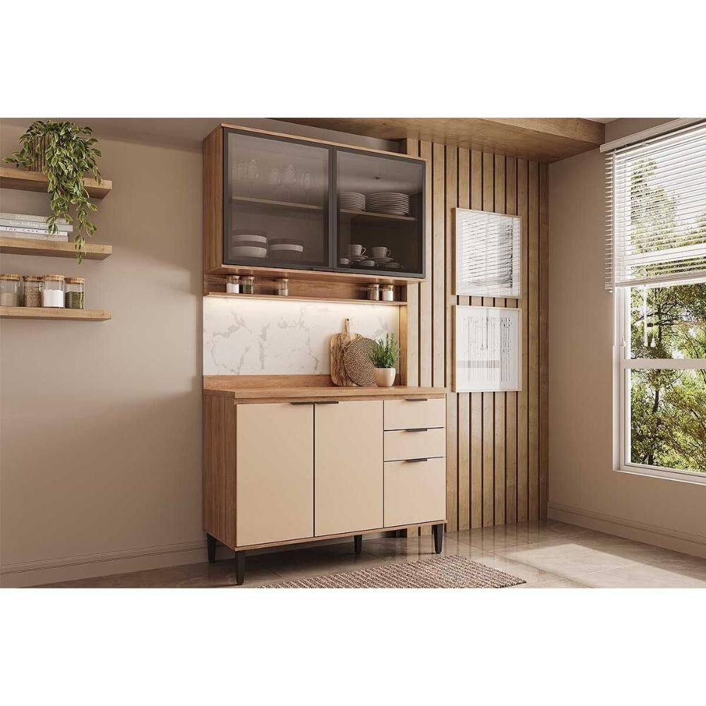 Cozinha Completa Alpha 2 Peças (1Aéreo+1Balcão) C2P52 Freijo/Off White - Carraro