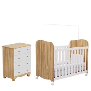 Jogo de Quarto Infantil com Cômoda 4 Gavetas Júnior e Berço Uli - Móveis Peroba