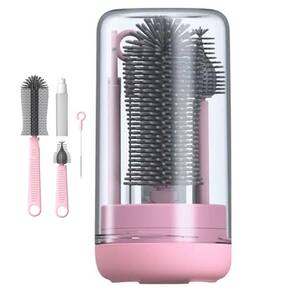 Kit Escovas de Limpeza 4 em 1 Mamadeira Garrafa Copo Bebe Criança Higiene Limpeza Bolsa Mala Viagem Portatil Seguro