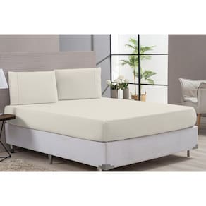 Jogo Lençol Cama Casal Queen 80% Algodão Palha Elástico