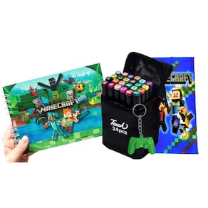 Livro Bob Goods Minecraft + 24 Canetinhas E Acessórios