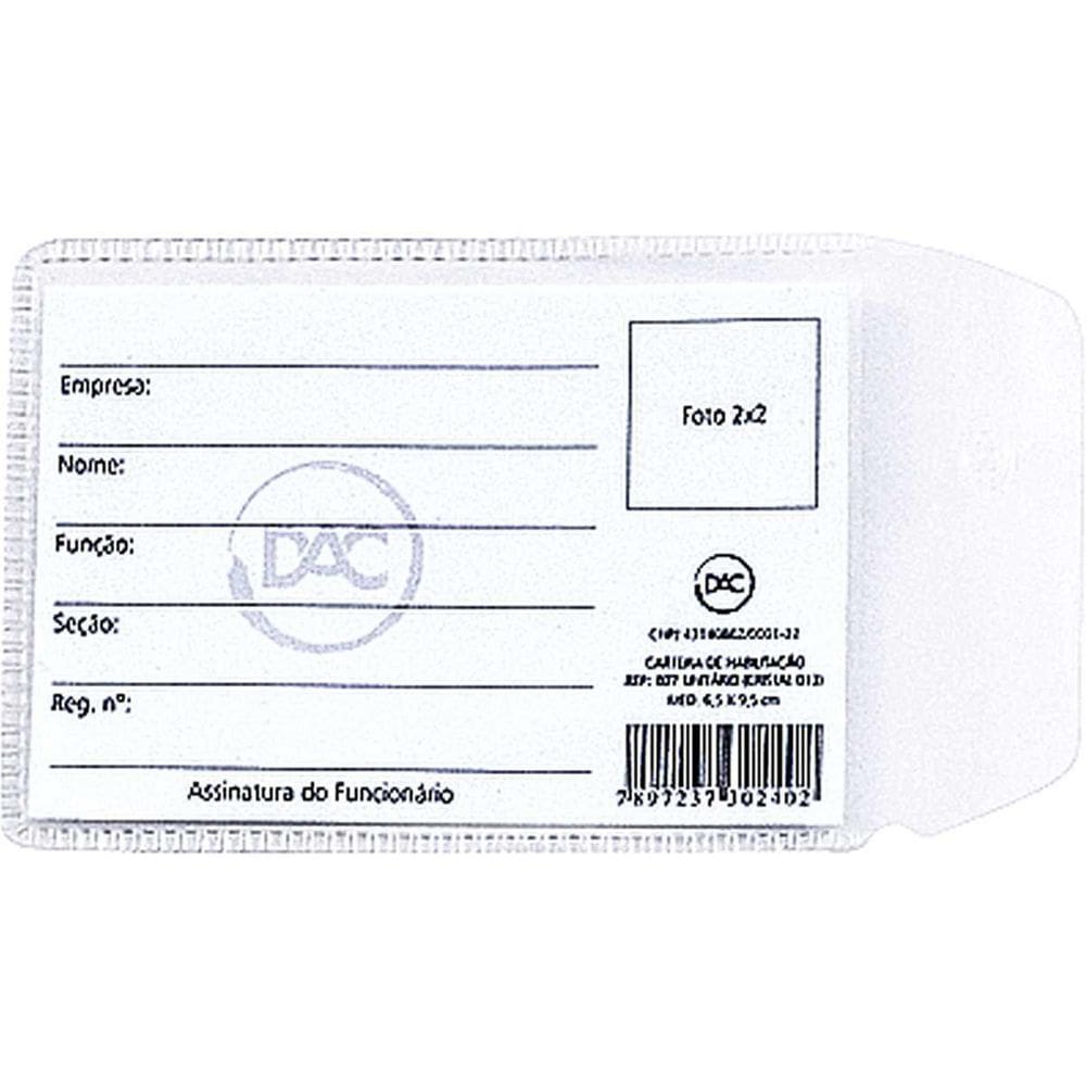Porta Documento Para Rg Com Aba 7X10,5Cm.