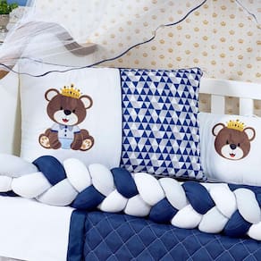 Kit Berço Trançado Urso Rei 11 Peças - 100% Algodão