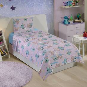 Roupa de Cama 100% Microfibra 3 Peças Stitch Angel Rosa Solt