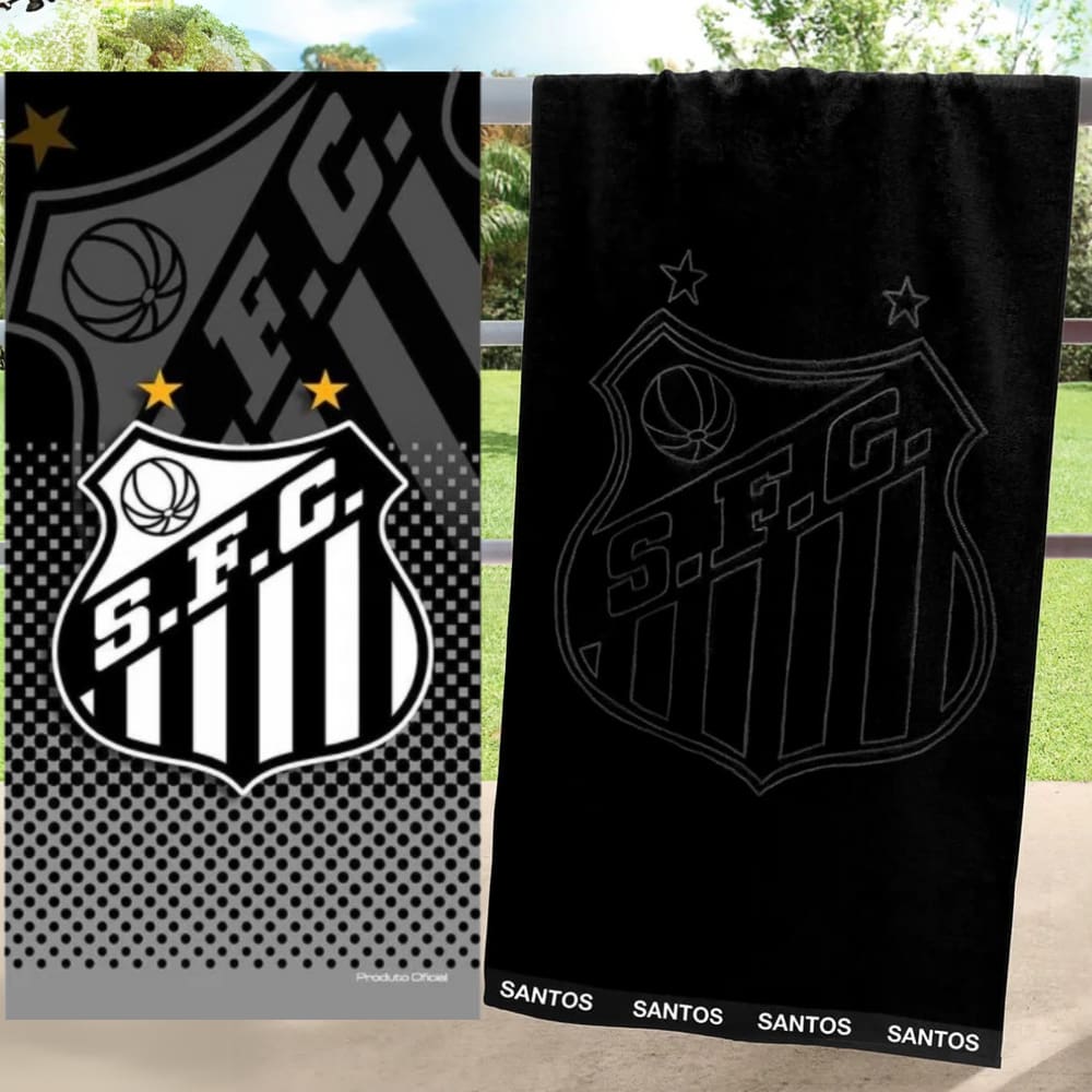 Kit 2 Toalhas Santos Banho Praia e Piscina Oficial Clubes do Brasil Licenciado Buettner