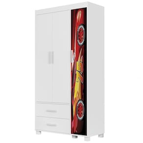 Guarda Roupa Infantil 89cm Com 3 Portas Carro Vermelho Z53 - Mpozenato