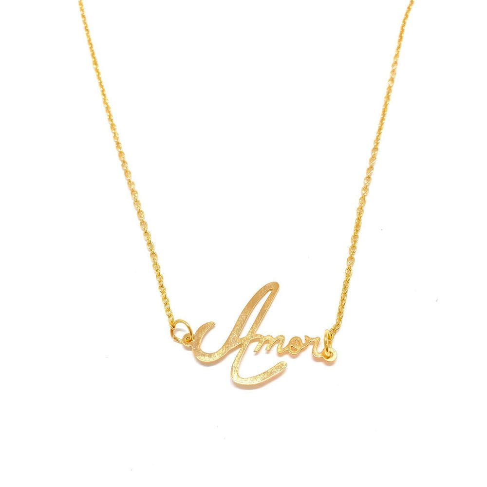 Colar Escrito Amor Folheado A Ouro