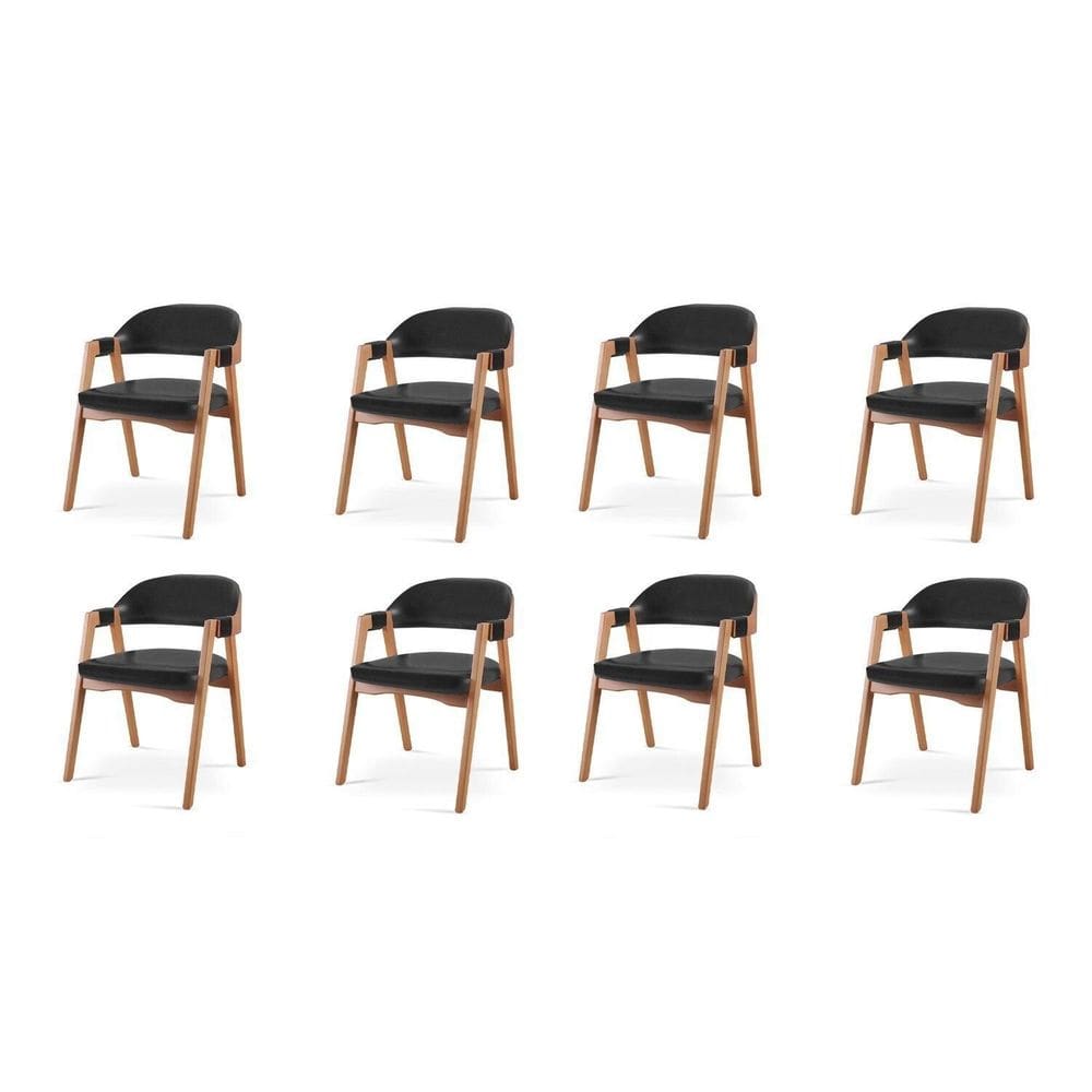 Kit 8 Cadeiras para Mesa de Jantar Gaia Preto/Caramelo