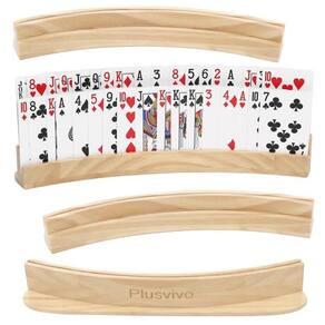 Suportes de cartas de baralho plusvivo Curved Wood, conjunto de 4