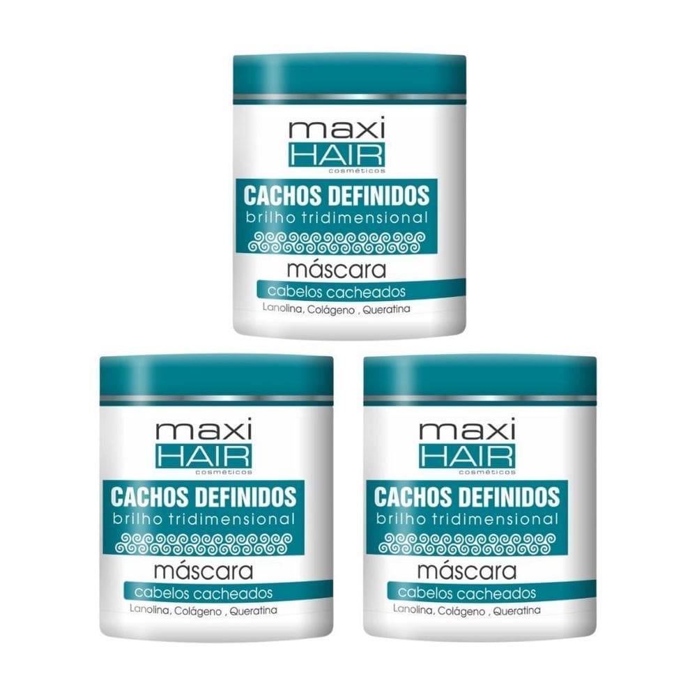 Mascara Maxihair 500G Cachos Definidos - Kit Com 3Un