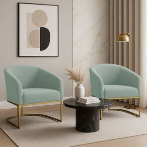 Poltrona Decorativa Industrial Dourado Kit 2 Stella Cotelê Int/Veludo Menta D03 - D`Rossi