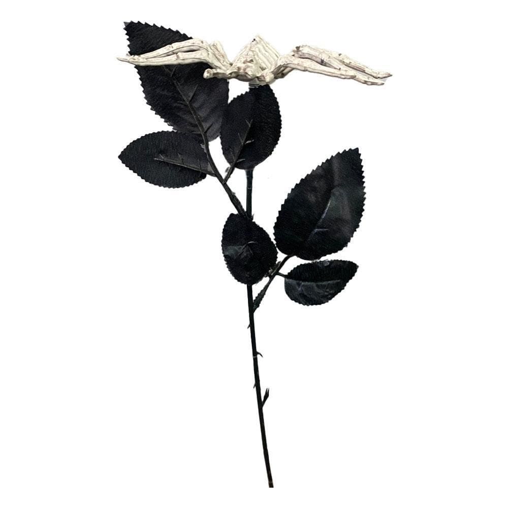 Rosa Negra Com Aranha 41Cm Halloween Decorativa