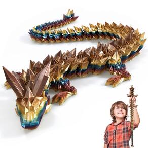 Dragon Toy FOTN impresso em 3D, articulado, 76 cm, ouro cáqui
