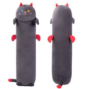 Almofada corporal de pelúcia Mewaii Long Cat 36 cm, gato preto fofo