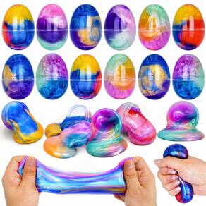 Pacote de 12 ovos de Páscoa Galaxy Slime pré-preenchidos para crianças
