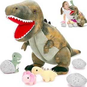 Conjunto de bichos de pelúcia MoriSmos Dinosaur Mommy + 3 Baby Dino