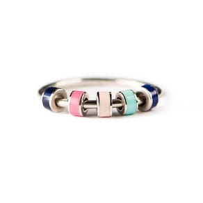 Fidget Ring STORYJEWELLERY para mulheres, esmalte prateado, tamanho 07