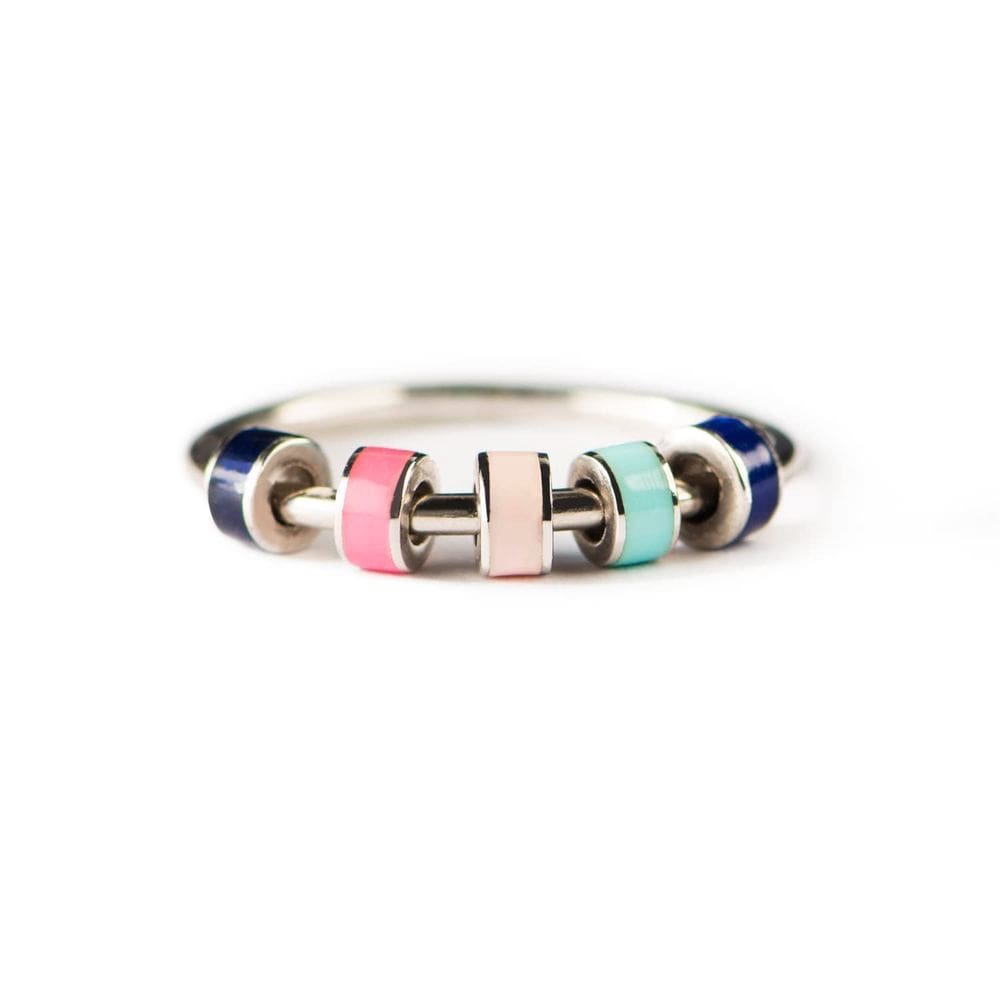 Esmalte prateado Fidget Ring STORYJEWELLERY para mulheres, tamanho 08