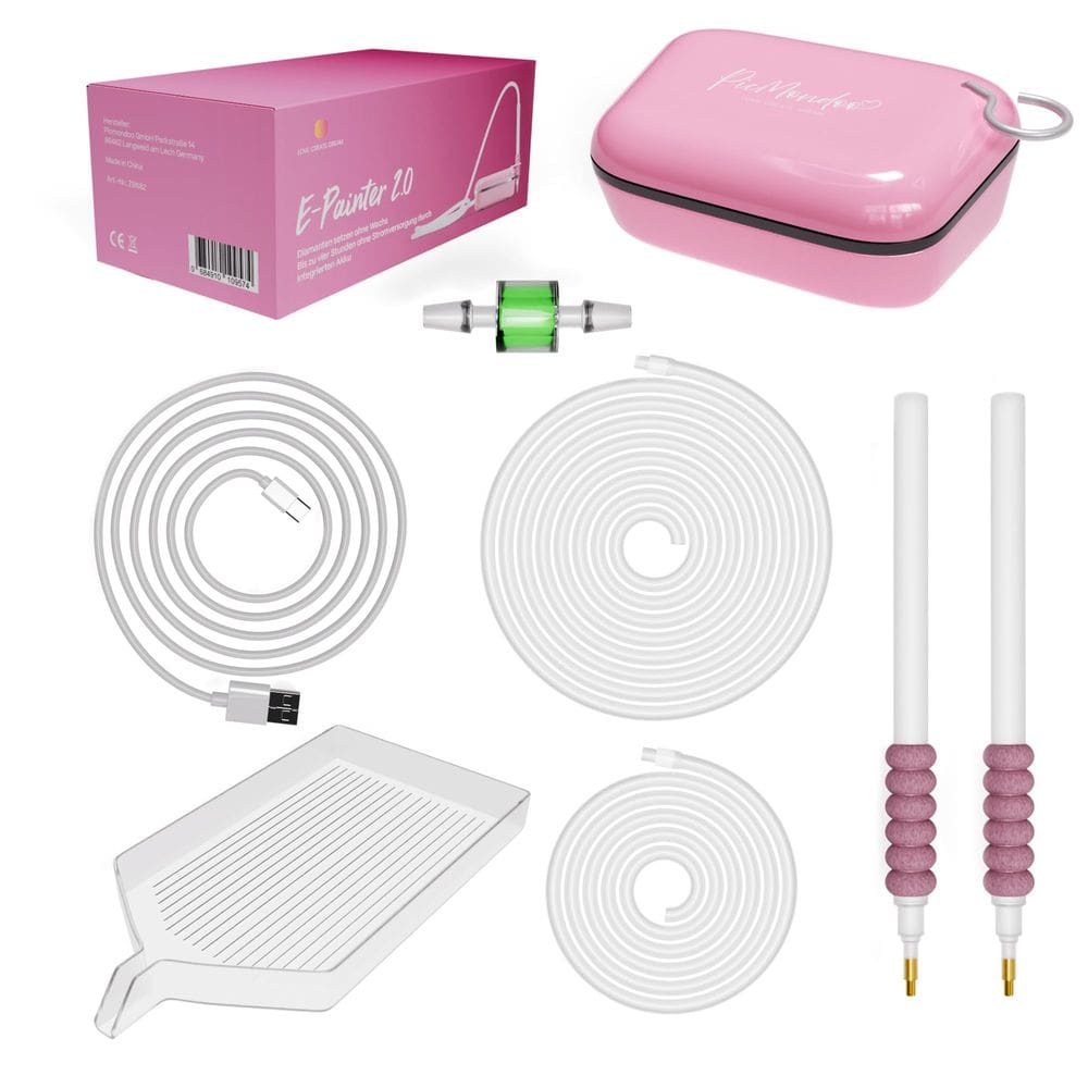 Caneta sem fio rosa E-Painter Picmondoo para pintura de diamantes