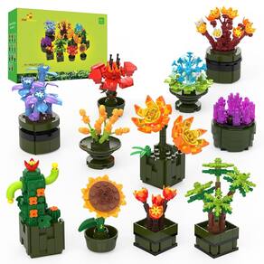 Conjunto de blocos de construção JM Bricklayer Flowers Succulents 10001 12 unidades