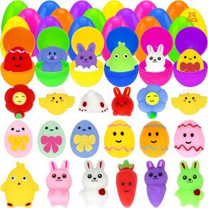 Ovos de Páscoa pré-recheados Giaueoa com brinquedos Mochi Squishy x24