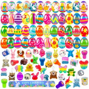Ovos de Páscoa pré-cheios com brinquedos Fidget, pacote de 36 para crianças com cesta