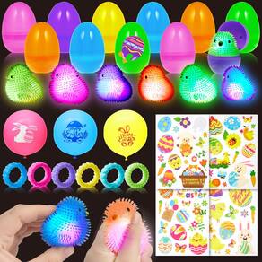 Conjunto de ovos de páscoa Gleamkid 40PCS Filled Chick LED Puffer Balls