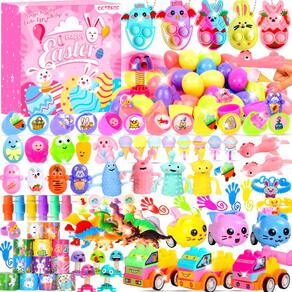 120 unidades de ovos de páscoa de plástico pré-preenchidos em tons pastel com brinquedos variados
