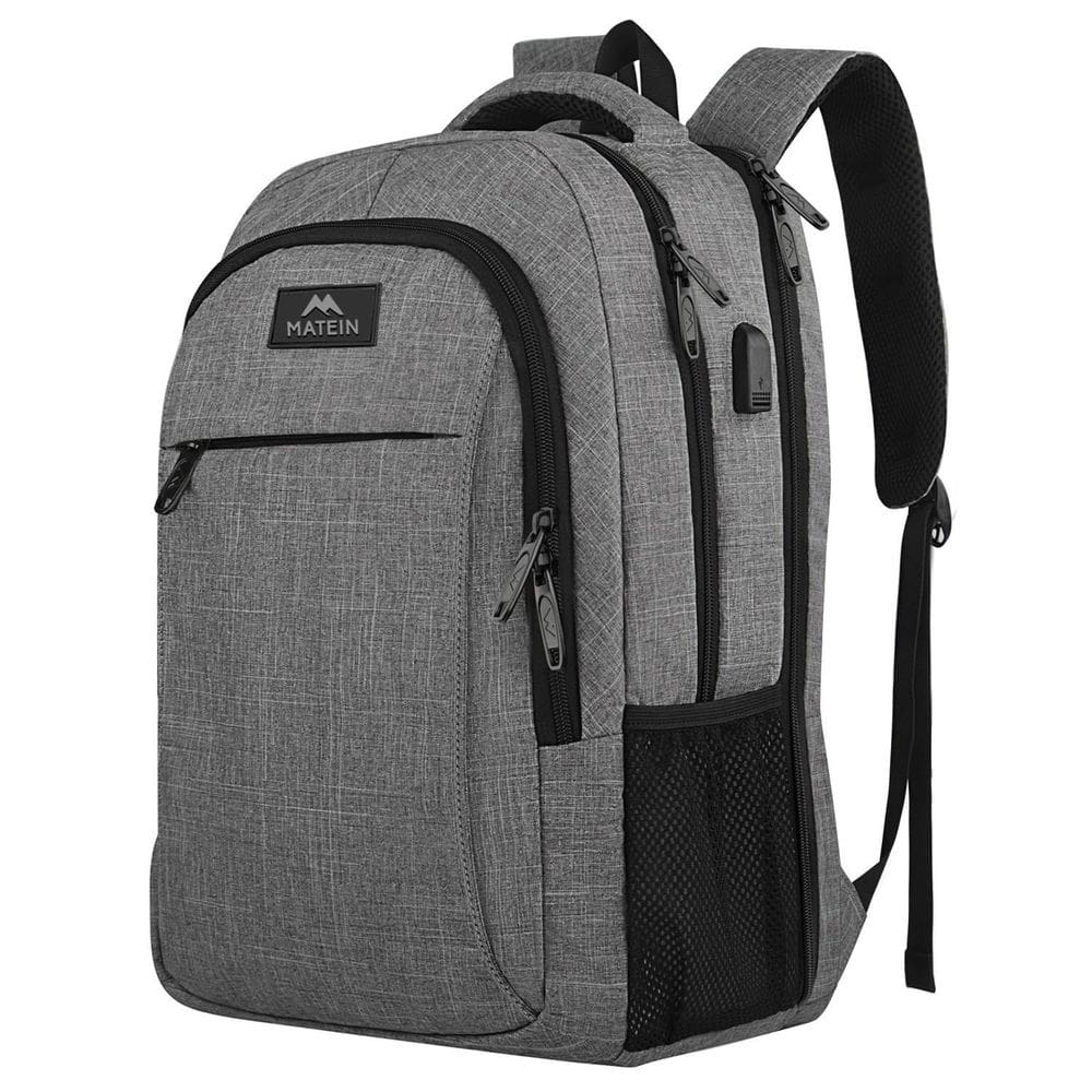 Mochila para laptop MATEIN Extra Large 18,4" com porta USB cinza