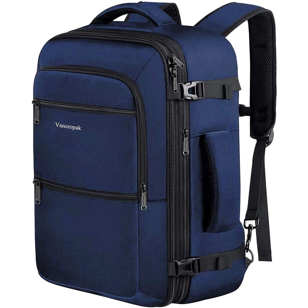 Mochila Vancropak Carry On 40L expansível para viagens azul