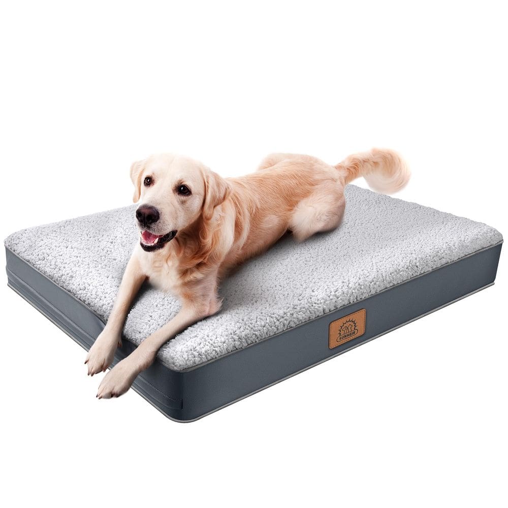 Cama para cães Sunheir impermeável extra grande ortopédica 3XL cinza