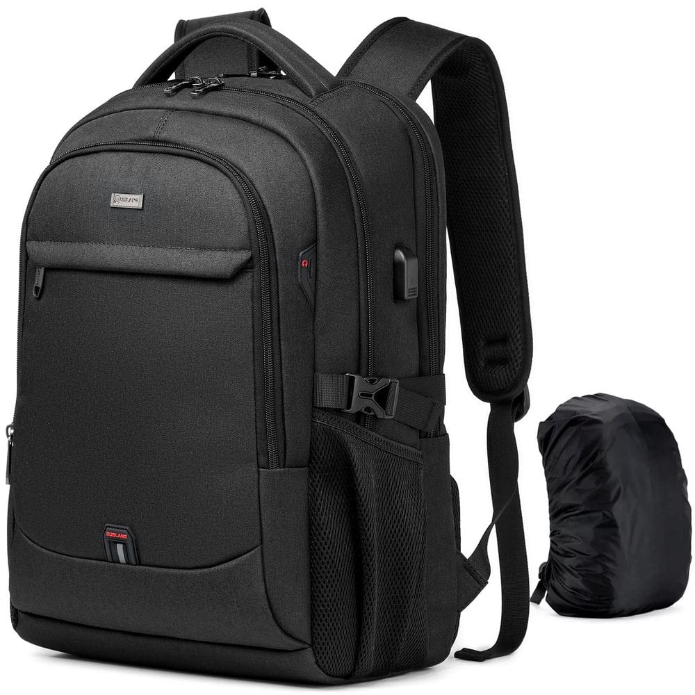 Mochila DUSLANG para laptop de 17 polegadas para viagens com porta USB, preta