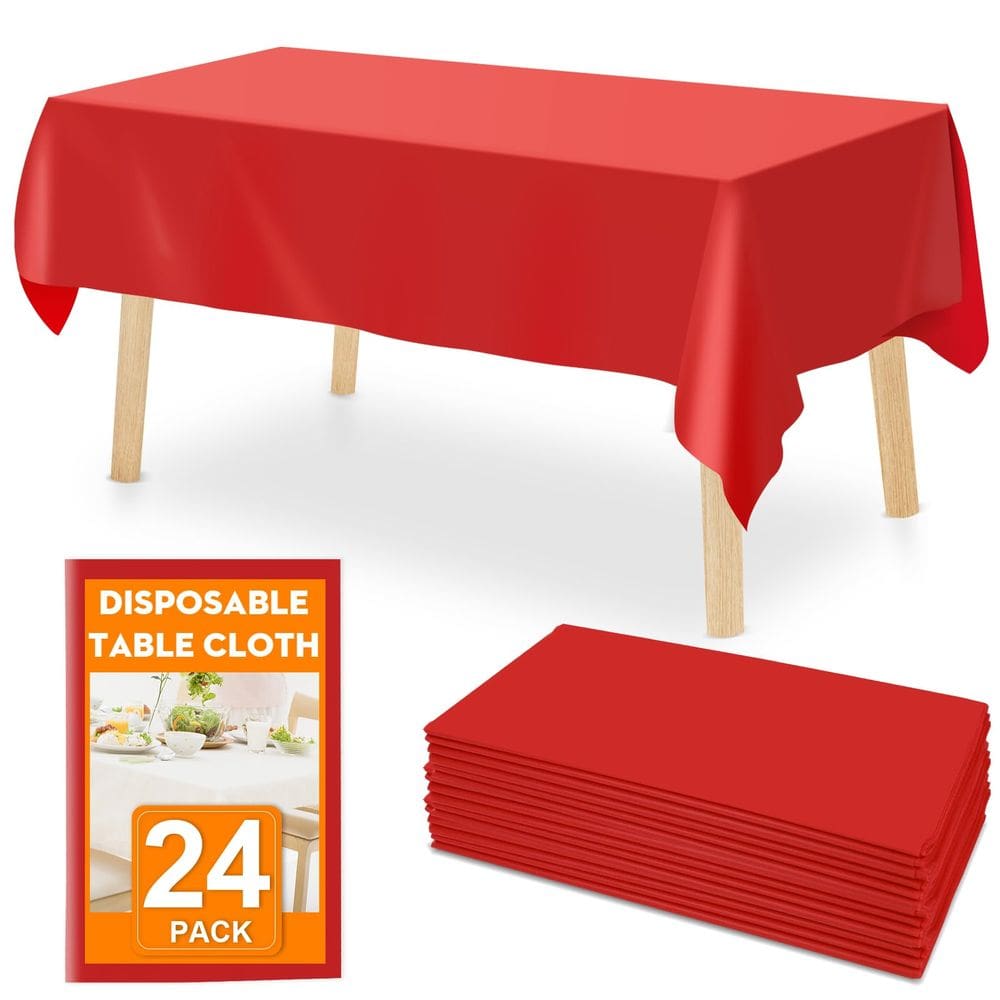 Toalha de mesa de plástico descartável Rowin Sydd 54 x 108 polegadas vermelha (pacote com 24)