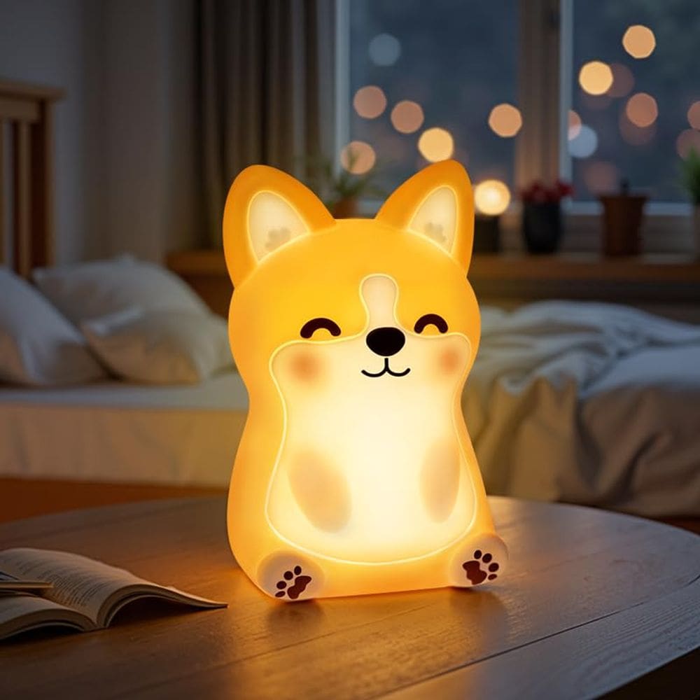 Luz noturna Mewaii Huggwaii Corgi Dog 3 níveis de brilho