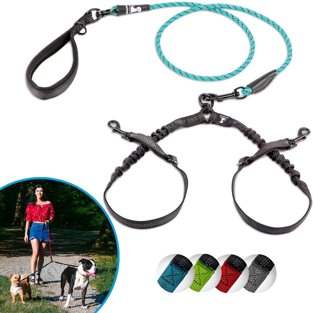 Coleira dupla para cães SparklyPets para 2 cães pequenos, sem emaranhados