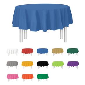 Toalha de mesa de plástico, dimensões de festa, 84 polegadas, redonda, azul (12)