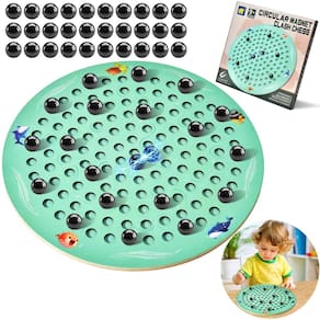 Conjunto de jogos de xadrez magnético Tabuleiro de xadrez de madeira com 30 bolas magnéticas