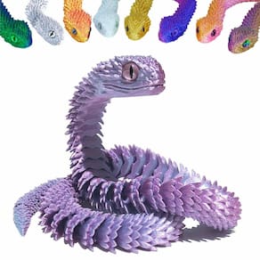 Brinquedo de resina de articulação flexível articulada de cobra impressa em 3D roxa