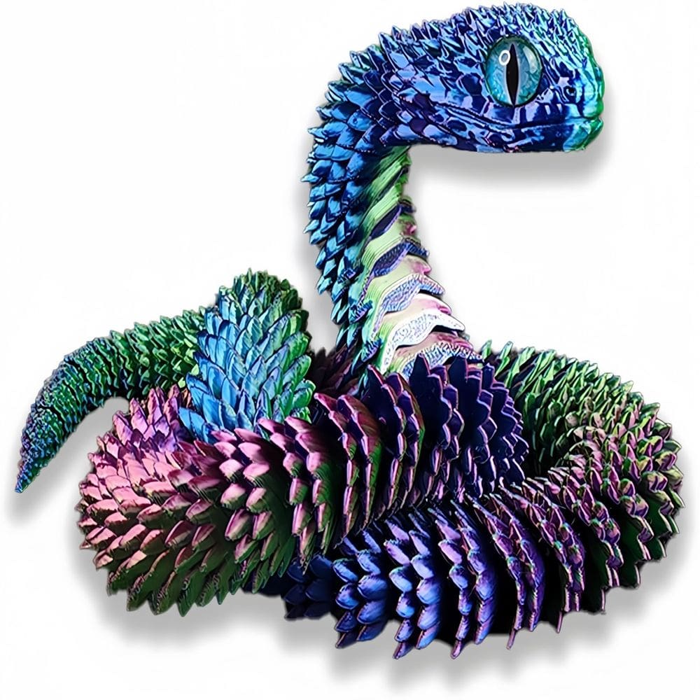 Modelo de víbora de cobra articulado impresso em 3D para decoração de casa