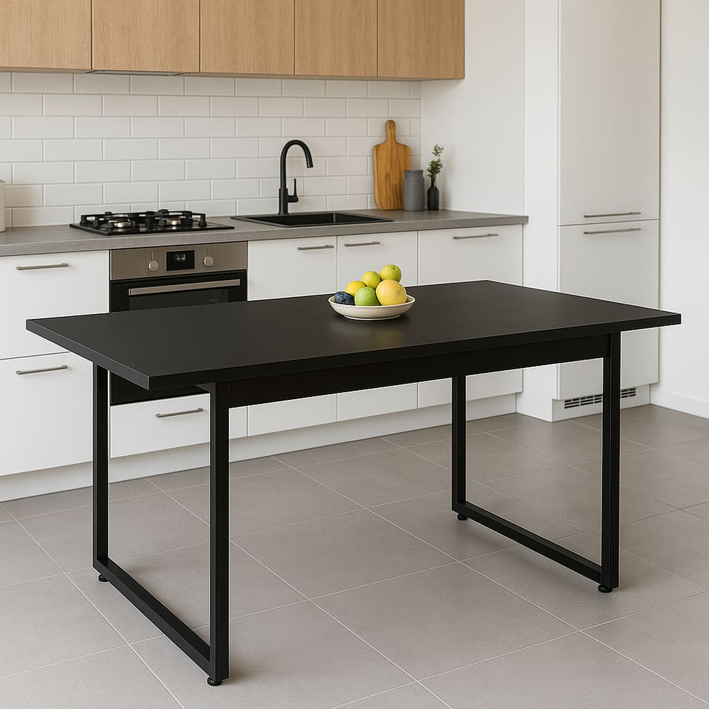 Mesa de Jantar 120x80 Estilo Industrial Para Cozinha e Sala de Estar Estrutura Pés de Ferro