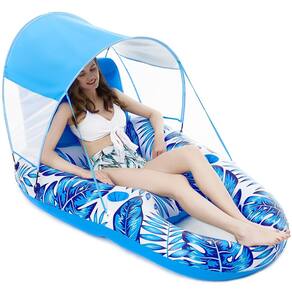 Flutuador de piscina com dossel Jasonwell inflável para adultos azul