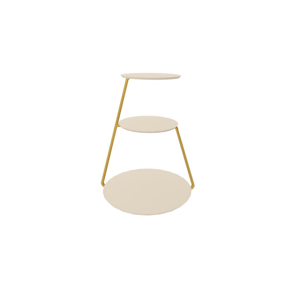Mesa Lateral Industrial 3 Andares Dourado - Off White