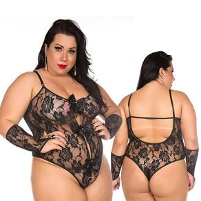 Kit Body Plus Size com Luvas em Renda – Sensualidade, Conforto e Encaixe Perfeito