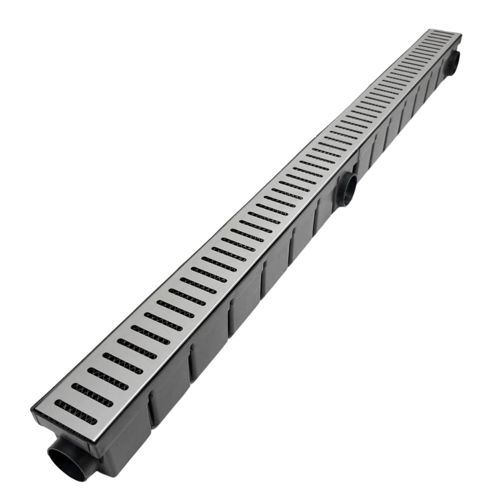Ralo Linear 6x100 Inox modelo Tradicional com Tela Coletor Preto Sequencial Saídas de 40mm